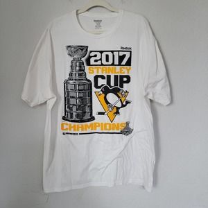Reebok Pittsburgh Penguins Shirt Adult 2XL Black 2017 Stanley Cup Finals